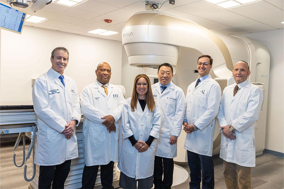 2. Sheldon Genack, MD, Chair of the Department of Surgery, Delcasse Joseph, MD, Rachel Gordon, MD, and Dmitriy Kim, DO, of Surgical Oncology with Mark Ashamalla, Chief of Radiation Oncology, and Dr. Marc Warshawsky, Chief of Medical Oncology at EHS