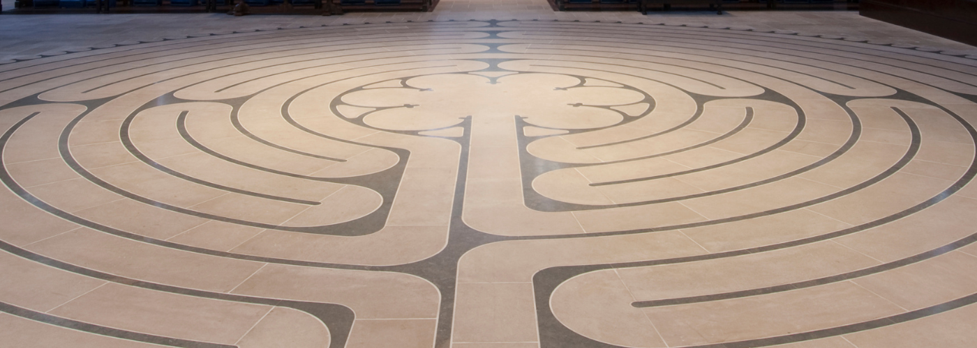 A labyrinth on the floor of a church