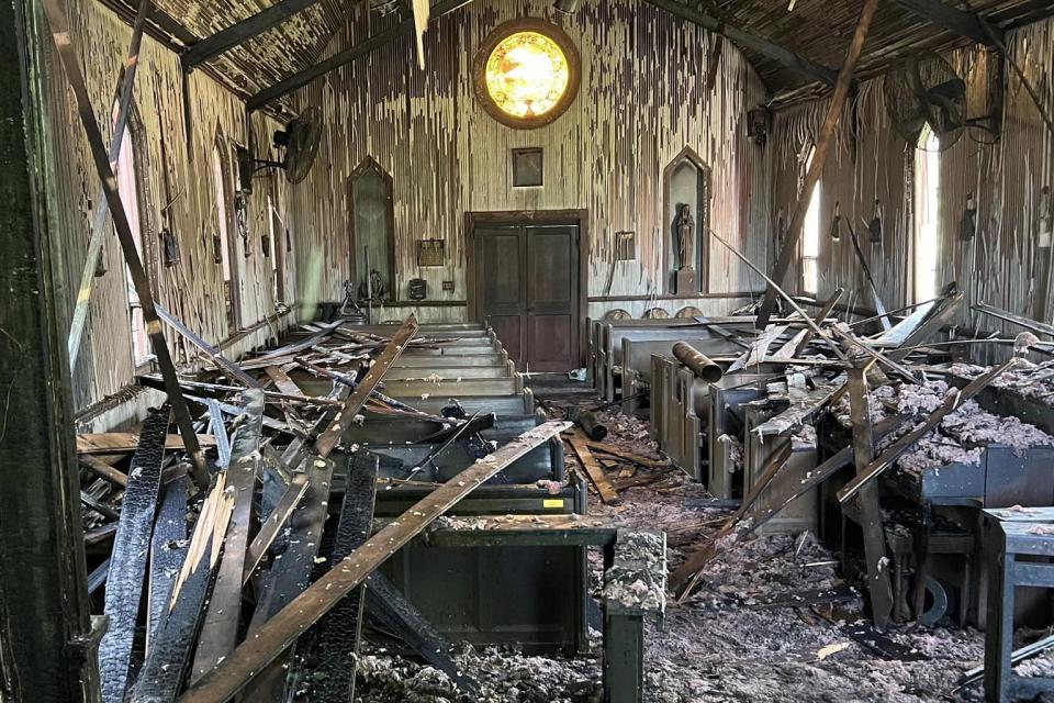 The interior of the Church of Messiah in Central Islip, destroyed by fire damage