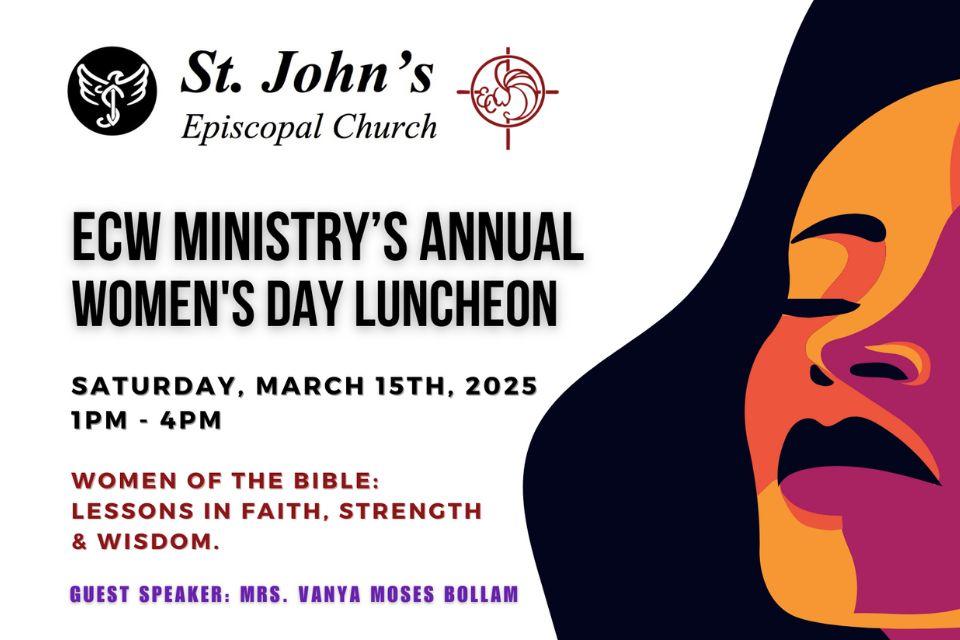 Event Flyer for St. John's ECW Ministry Annual Women's Day Luncheon