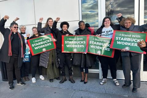 Faith leaders and union workers protest Starbucks