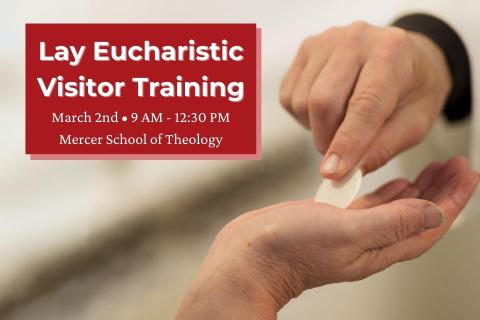 A person receiving the Eucharistic Host - "Lay Eucharistic Visitor Training, March 2nd - 9 AM to 12:30 PM - Mercer School of Theology"